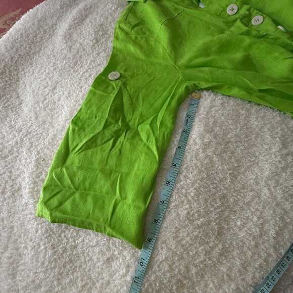 Hiho Sophia Dress Lime Green Linen Shirt Dress S - Picture 10 of 10